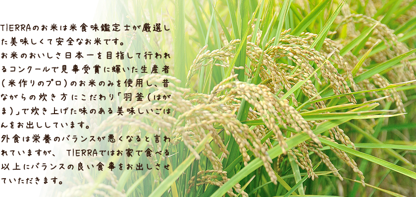 TIERRAのお米は米食味鑑定士が厳選した美味しくて安全なお米です。